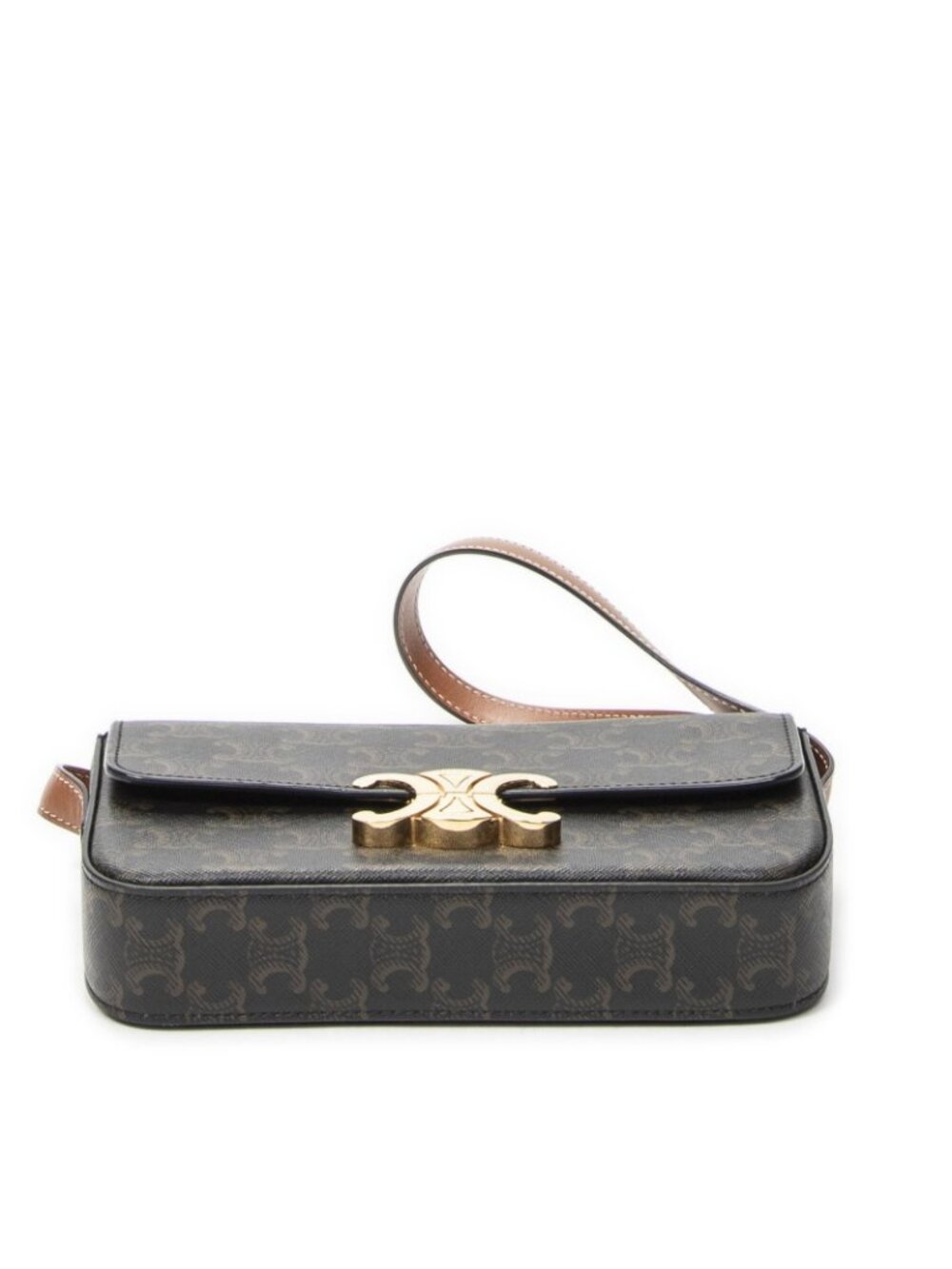 ★SOLD★ Celine Triomphe Claude Shoulder Bag Black Canvas - Picture 6 of 10